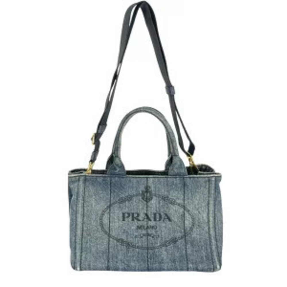 Prada Canapa Denim Tote Bag Canvas Blue